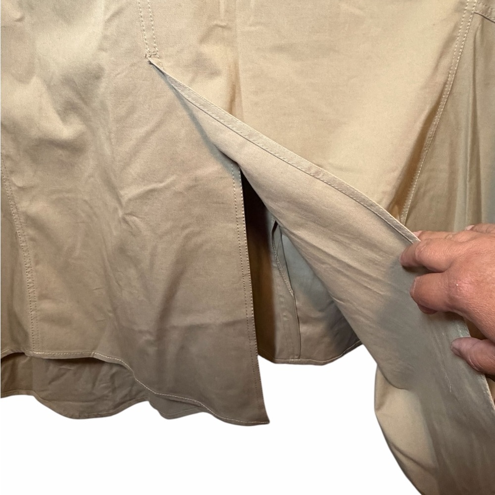 Zara NWT Asymmetrical Beige A- Line Midi Skirt with Front Slit Size L - Picture 8 of 12